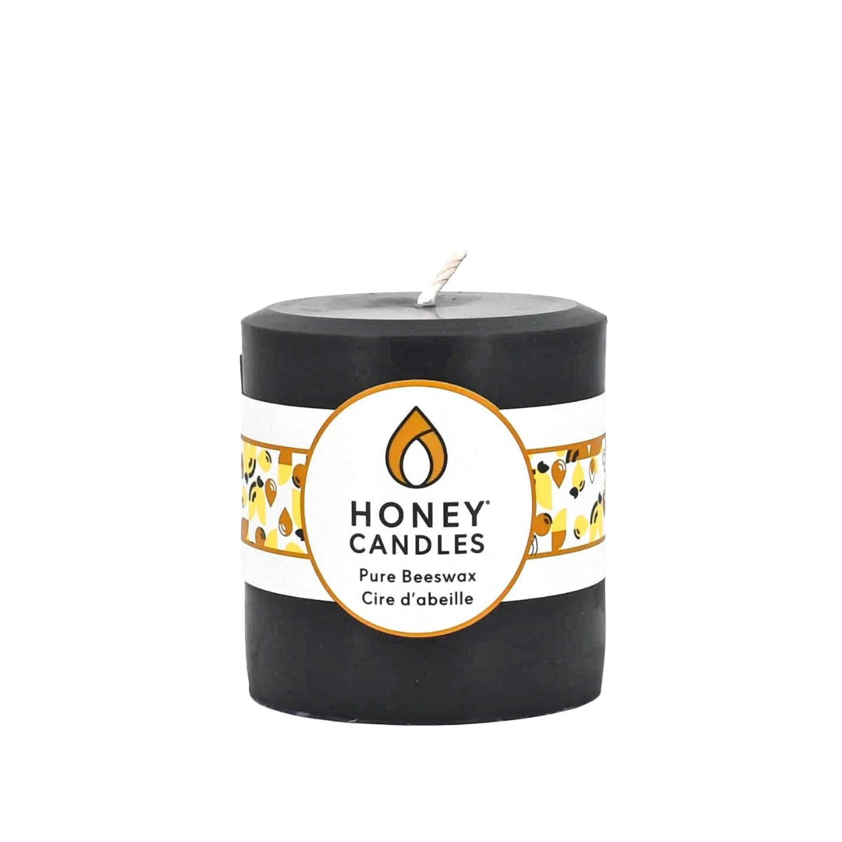 Honey Candles Beeswax Round Pillar Candle - 3 x 3 Black