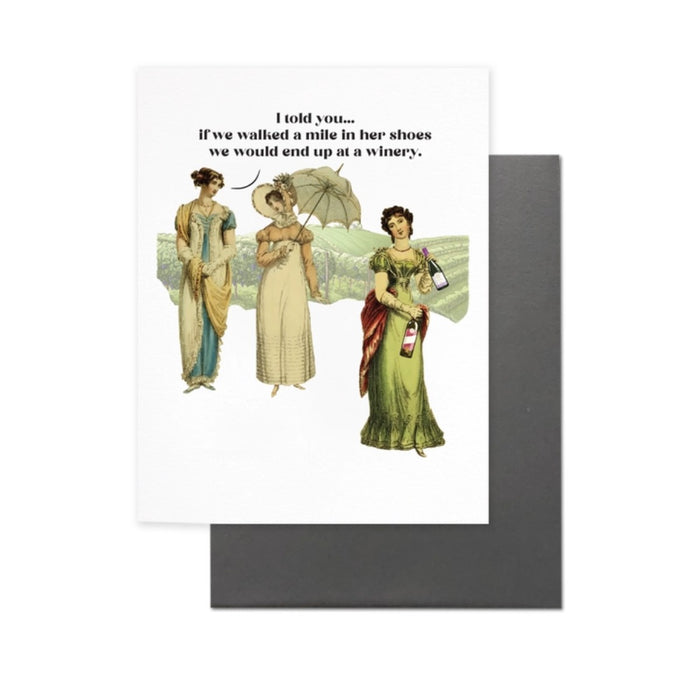 Cardideology Greeting Cards - A Mile in Her Shoes