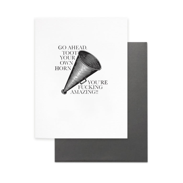 Cardideology Greeting Cards - Toot Your Own Horn