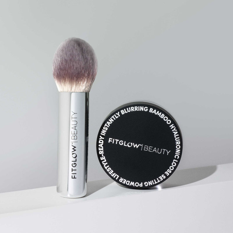 Fitglow Beauty Bamboo Hyaluronic Loose Setting Powder + Brush Duo