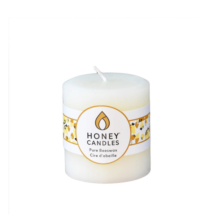 Honey Candles Beeswax Round Pillar Candle - 3 x 3 Pearl White