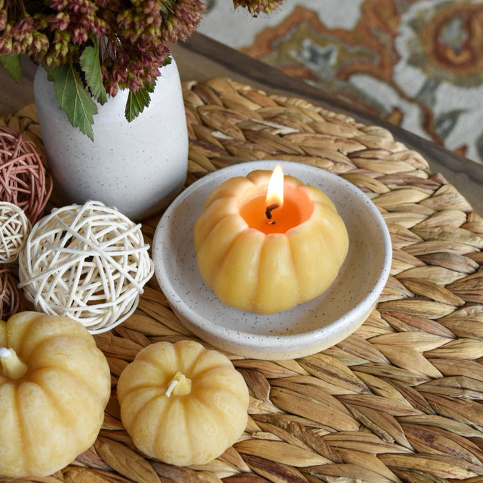 Honey Candles Beeswax Pumpkin Candle - Small - The Green Kiss