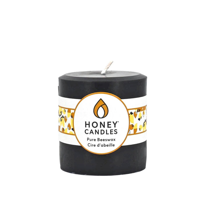 Honey Candles Beeswax Round Pillar Candle - 3 x 3 Black
