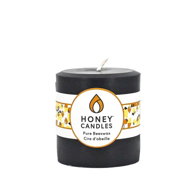 Honey Candles Beeswax Round Pillar Candle - 3 x 3 Black