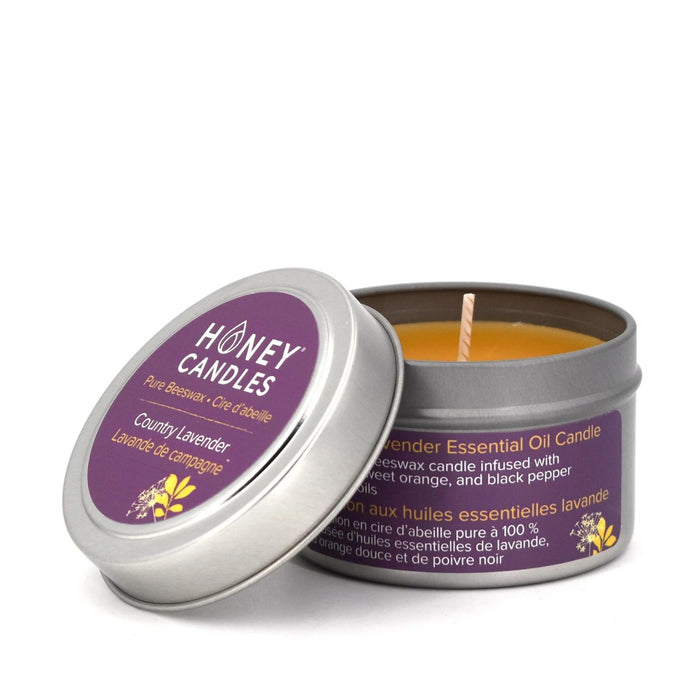 Honey Candles Beeswax Tin Candle - Country Lavender