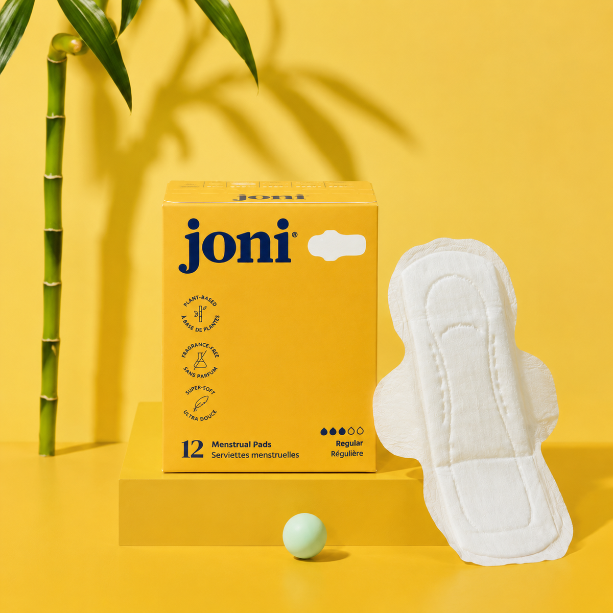 Joni Organic Bamboo Regular Pads - 12 Pack - The Green Kiss