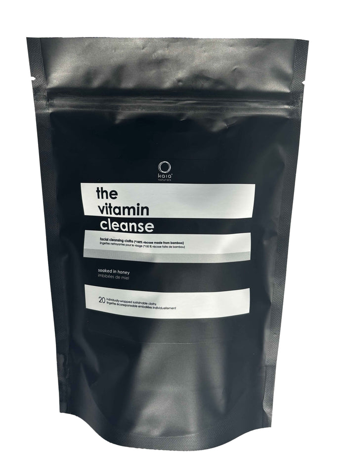 Kaia Naturals The Vitamin Cleanse Bamboo Facial Cleansing Cloths - 20 Singles - The Green Kiss