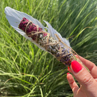 The Smudge Sisters - Lavender & Rose Mixed Cedar Smudge Stick
