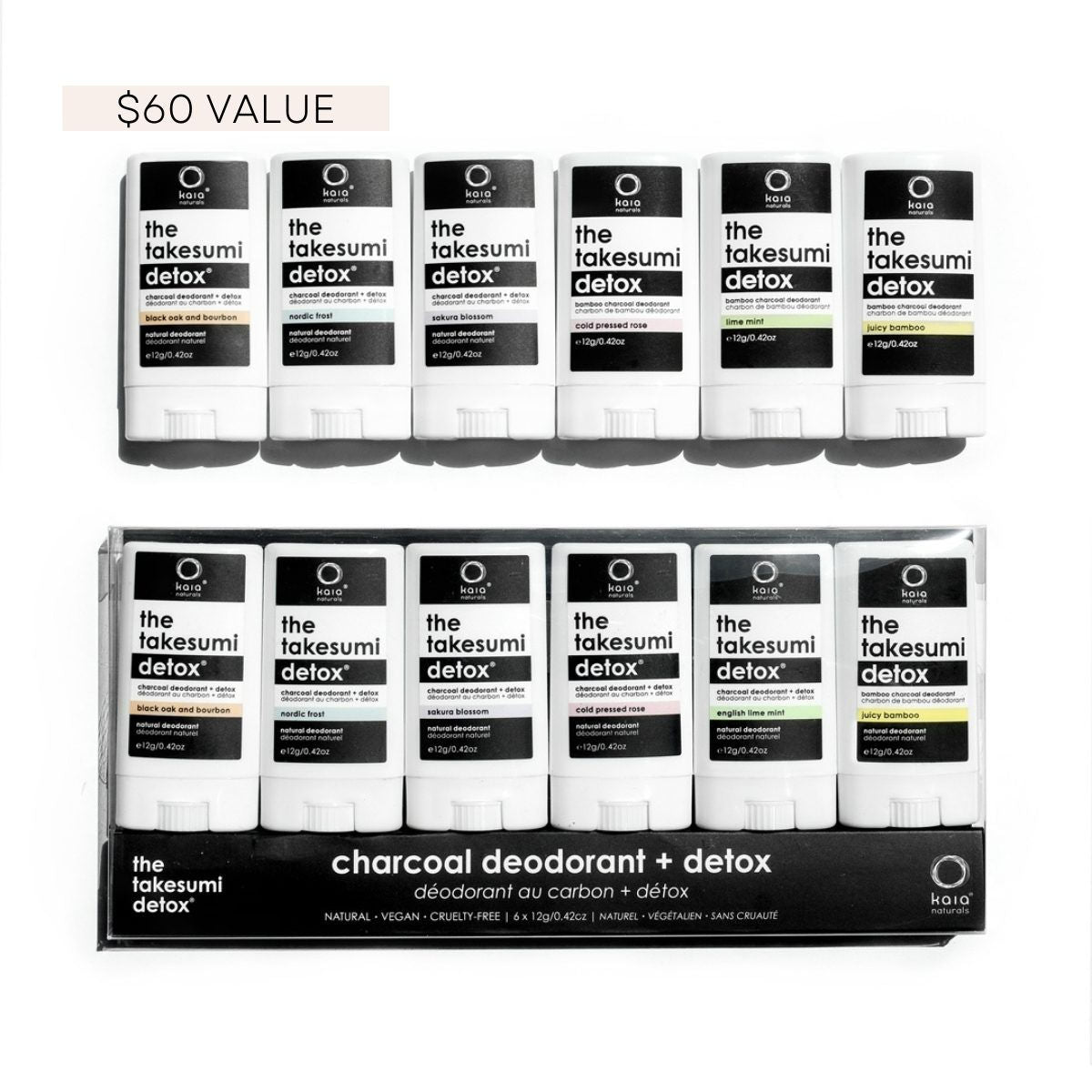 Kaia Naturals Takesumi Charcoal Deodorant Discovery Set