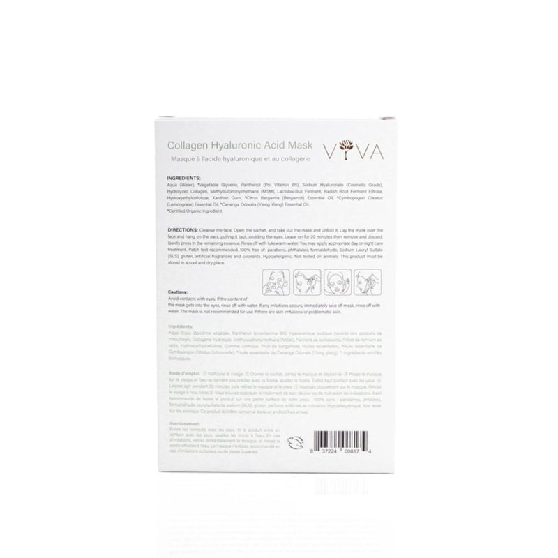 Viva Organics Collagen Hyaluronic Acid Sheet Mask - 6 Pack